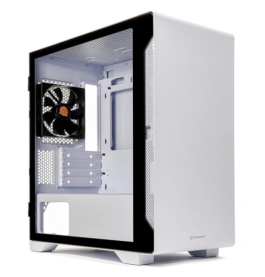 Thermaltake S100 Tempered Glass Snow Edition Micro-ATX mini-Tower Computer Case with 120mm Rear Fan Pre-Installed CA-1Q9-00S6WN-00, White