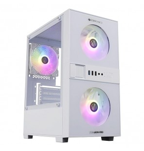 ZEBRONICS New Launch Leon PRO Premium Gaming Cabinet/Case, Mini-Tower, Supports mATX | ITX, 3 Pre-Installed RGB Fans, Side Tempered Glass, USB 3.0, Magnetic Dust Filter (White)