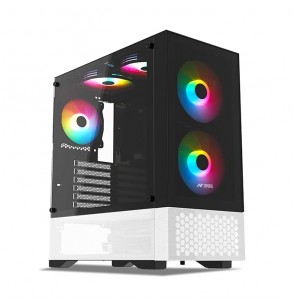 Ant Esports Pepper 5F Mid-Tower Dual Color Computer Case/Gaming Cabinet - Black/White | Support ATX, Micro-ATX, Mini-ITX | Pre-Installed 5 ARGB Fans