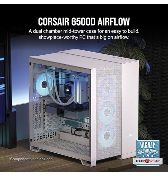 CORSAIR 6500D Airflow Tempered Glass Super Mid-Tower - White