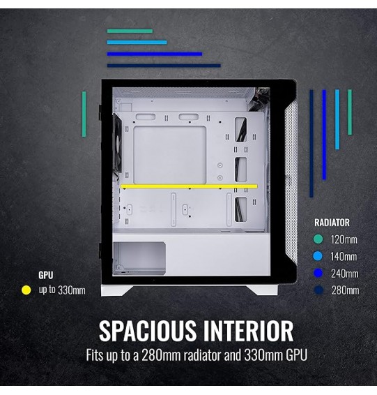 Thermaltake S100 Tempered Glass Snow Edition Micro-ATX mini-Tower Computer Case with 120mm Rear Fan Pre-Installed CA-1Q9-00S6WN-00, White