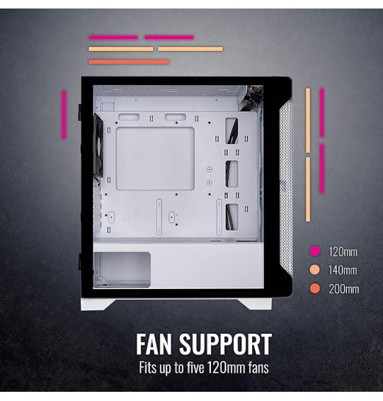 Thermaltake S100 Tempered Glass Snow Edition Micro-ATX mini-Tower Computer Case with 120mm Rear Fan Pre-Installed CA-1Q9-00S6WN-00, White