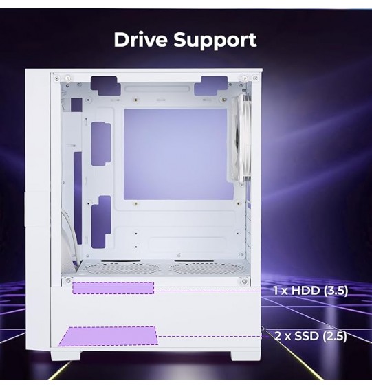 ZEBRONICS New Launch Leon PRO Premium Gaming Cabinet/Case, Mini-Tower, Supports mATX | ITX, 3 Pre-Installed RGB Fans, Side Tempered Glass, USB 3.0, Magnetic Dust Filter (White)