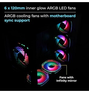 ZEBRONICS Glass Raptor Mid-Tower Premium Gaming Cabinet Eatx/ATX/Matx, 3X 120Mm Front + 2X 120Mm Bottom Fan + 1X 120Mm Rear Fan, Argb Inner Glow, RGB Led Control, (White)