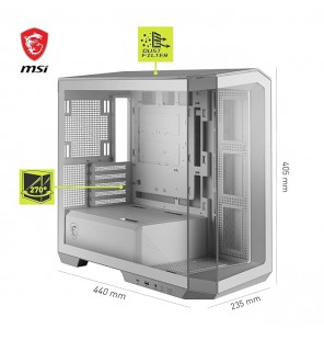 MSI MAG PANO M100R PZ White Gaming Case: Sleek White Mid-Tower Chassis with RGB Lighting, Tempered Glass, Mystic Light Sync, and Enhanced Airflow for an Exceptional Gaming PC Build