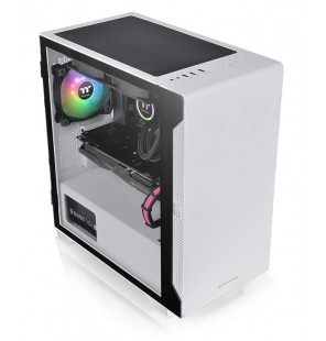 Thermaltake S100 Tempered Glass Snow Edition Micro-ATX mini-Tower Computer Case with 120mm Rear Fan Pre-Installed CA-1Q9-00S6WN-00, White