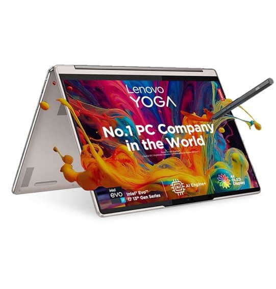 Lenovo Yoga 9 13th Gen Intel Evo i7 1360P Processor 14"(35.56cm) 4K OLED 2-in-1 400Nits Laptop (16GB RAM | 1TB SSD | Windows 11 | Office 2021 | Backlit KB | Pen 2.0 | 1Yr Warranty | Alexa 3 Month Game Pass | Oatmeal | 1.4Kg) 83B1004XIN