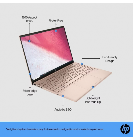 HP Pavilion Aero 33.8 cm Laptop 13-be2046AU - Gold(AMD Ryzen™ 7 processor | Windows 11 Home | 16 GB RAM | 1 TB SSD | Wide Vision 720p HD camera | 33.8 cm Screen)