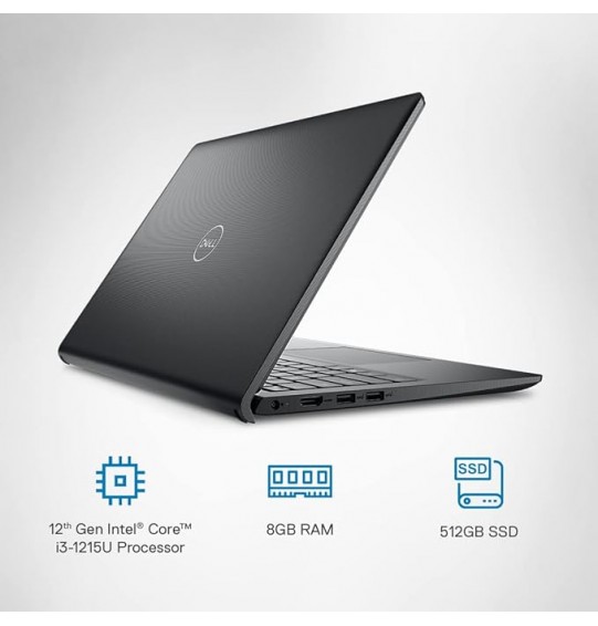 (Refurbished) Dell Vostro 3420 Laptop,12th Gen Intel Core i3-1215U Gen Processor | 8GB RAM & 512GB SSD Card | 14.0"Screen (35.56Cms) FHD WVA AG 250 nits | Windows 11 + MSO'21 | Carbon Black (D552325WIN9BE | 1.48 KGs)