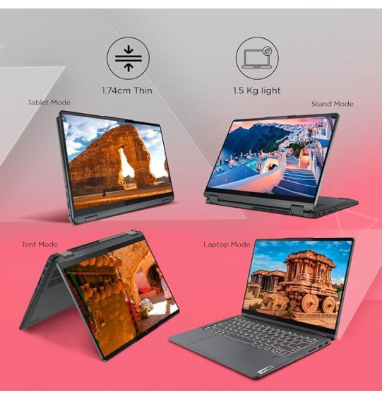 (Refurbished) Lenovo IdeaPad Flex 5 2-in-1 Laptop (Intel Core i5-1335U Gen Processor | 16GB RAM | 512GB SSD | Windows 11 | Office 2021 | Backlit KB | FPR | FHD Camera | Alexa | Arctic Grey | 1.5Kg) 14"(35.5cm) WUXGA Display