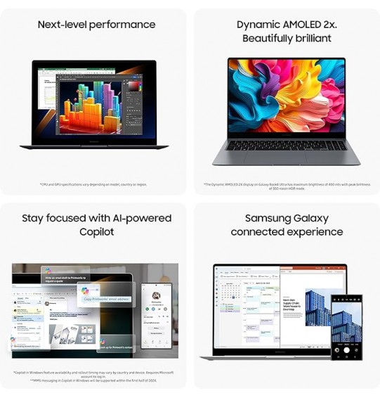 Samsung Galaxy Book4 Pro (Intel Core Ultra 5 125H Processor | 16GB RAM | 512GB SSD | Windows 11 Home | MS Office 2021 | Fingerprint Reader | Platinum Silver )14" Dynamic AMOLED 2X Touchscreen