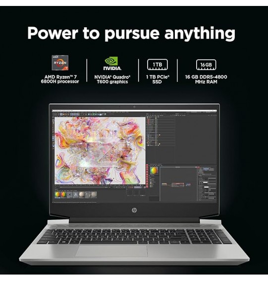 (Refurbished) HP Zbook Power G4-A Creator Laptop (AMD Ryzen 7 6800H Gen Processor | 1TB SSD | 16GB RAM | NVIDIA Quadro T600 | 4 GB GDDR6 Dedicated | Windows 11 Home | Microsoft Office 2021 | Natural Silver) 15.6(39.6 cm) FHD Display