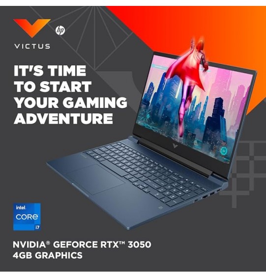 (Refurbished) HP Victus Gaming Laptop 15 (intel core i7 8th Gen Processor | NVIDIA GeForce RTX 3050 | FHD | 16GB DDR4 RAM | 512GB SSD | Backlit KB | Audio by B&O | Windows 11 | MSO 2021 | Blue | 2.29 kg) 15.6-inch (39.6 cm) Display