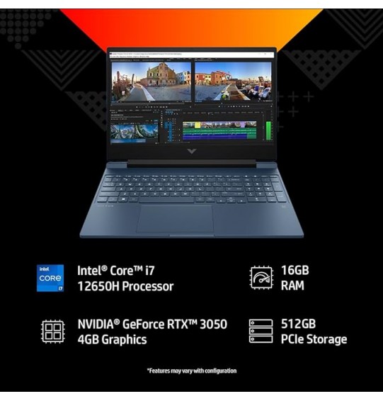 (Refurbished) HP Victus Gaming Laptop 15 (intel core i7 8th Gen Processor | NVIDIA GeForce RTX 3050 | FHD | 16GB DDR4 RAM | 512GB SSD | Backlit KB | Audio by B&O | Windows 11 | MSO 2021 | Blue | 2.29 kg) 15.6-inch (39.6 cm) Display