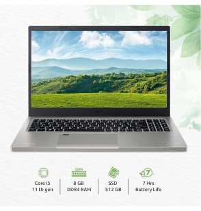 Acer Aspire Vero Green Thin and Light Laptop Intel Core i5 11th Gen Processor  (Windows 11 Home | MS Office | 8 GB RAM | 512 GB SSD | Fingerprint Reader | Backlit KB) AV15-51 with 39.6 cm Screen (15.6 inch) with FHD IPS Display