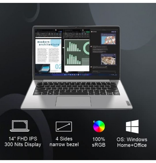 Lenovo S14 Intel Core I5 12th Gen Processor 14" Screen(35.56 cm) FHD IPS (1920x1080) Antiglare 300Nits Thin and Light Laptop (8GB RAM | 512GB SSD | DOS | Backlit | Cloud Grey | 1.5 kg | 3Y Premium Care), 82TW0019IH