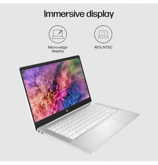 (Refurbished) HP Chromebook x360 Thin & Light Laptop (Intel Celeron N4120 | 4GB LPDDR4 | 64GB eMMC | Intel UHD Graphics | Dual Speakers | BrightView Display | Chrome 64 | White | 1.49 kg | White)14-inch (35.6 cm) Display