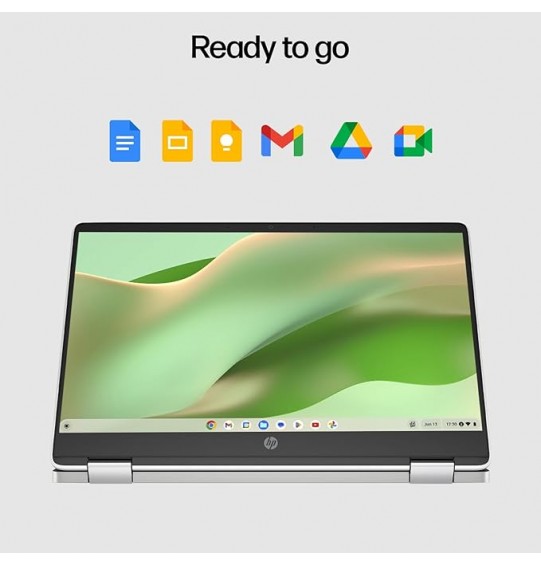 (Refurbished) HP Chromebook x360 Thin & Light Laptop (Intel Celeron N4120 | 4GB LPDDR4 | 64GB eMMC | Intel UHD Graphics | Dual Speakers | BrightView Display | Chrome 64 | White | 1.49 kg | White)14-inch (35.6 cm) Display