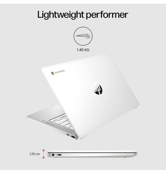 (Refurbished) HP Chromebook x360 Thin & Light Laptop (Intel Celeron N4120 | 4GB LPDDR4 | 64GB eMMC | Intel UHD Graphics | Dual Speakers | BrightView Display | Chrome 64 | White | 1.49 kg | White)14-inch (35.6 cm) Display