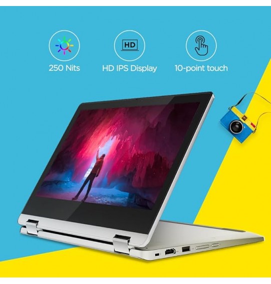 (Refurbished) Lenovo IdeaPad Flex 3 Chromebook  2-in-1 Touchscreen Laptop (Intel Celeron N4500 Gen Processor | 4 GB RAM | 128 GB eMMC | 720p Camera | 2Wx2 Speakers | Chrome OS | Arctic Grey | 1.25Kg)  11.6" HD Display