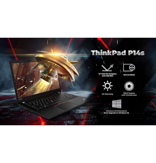 (Refurbished) Lenovo ThinkPad P14s Mobile Workstation Thin and Light Laptop (AMD Ryzen 7 PRO 5850U | 16GB RAM | 512GB SSD | Windows 10 Pro | AMD Radeon Graphics | Backlit | Black | 1.55Kg)  14 inches FHD Display