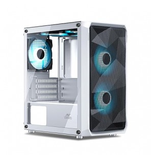 Ant Esports 100 Air Mini M-ATX Computer Case/Gaming Cabinet - White | Support M-ATX, ITX, | Pre-Installed 2 Rainbow Fans at Front