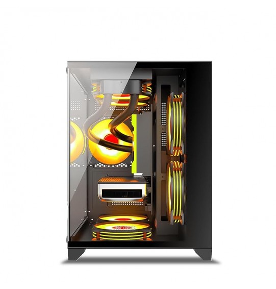 Ant Esports Crystal Z2 Mid-Tower Computer Case/Gaming Cabinet – Black | Support Micro-ATX, Mini-ITX | Pre-Installed 3 ARGB Infinity Mirror Fans