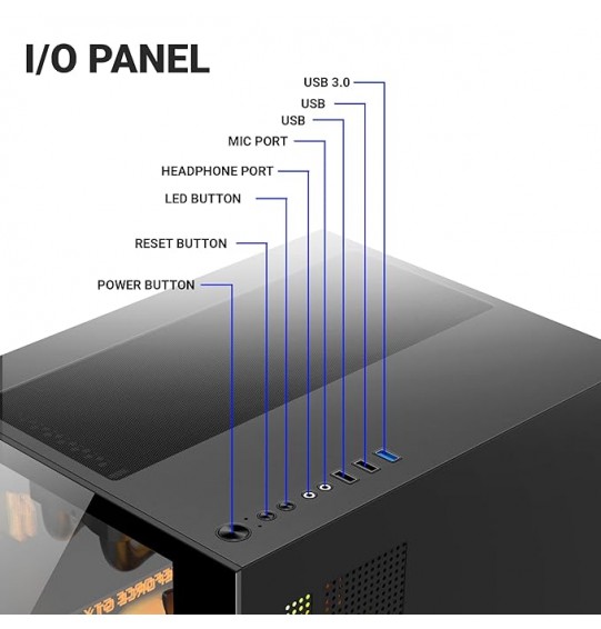 Ant Esports Crystal Z2 Mid-Tower Computer Case/Gaming Cabinet – Black | Support Micro-ATX, Mini-ITX | Pre-Installed 3 ARGB Infinity Mirror Fans