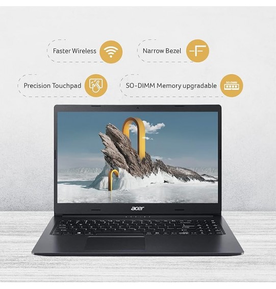 (Refurbished) Acer Aspire 3 Laptop (AMD 3020e Dual core Processor | 4GB DDR4 RAM  1TB HDD | Windows 11 Home | Black | Narrow Bezel | 1.9 Kg, A314-22) 14 inches (35.5 cm) HD Display