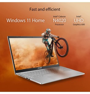 ASUS VivoBook 15 (2021), 15.6-inch Screen (39.62 cm) HD, Dual Core Intel Celeron N4020 Gen Processor, Thin and Light Laptop (4GB RAM | 256GB SSD | Integrated Graphics | Windows 11 Home | Transparent Silver | 1.8 Kg), X515MA-BR011W