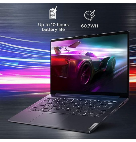 (Refurbished) Lenovo Yoga Slim 7 Thin and Light Laptop (AMD Ryzen 7 4800U Gen Processor | 8GB RAM | 512GB SSD | Windows 10 | MS Office 2019 | Integrated AMD Radeon Graphics | Slate Grey | 1.33Kg) 14" (35.56cms) Full HD Display