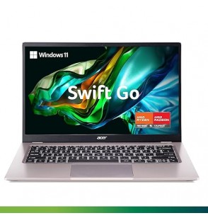 Acer Swift Go 14 Thin and Light Premium Laptop AMD Ryzen 5 7530U Hexa-Core  Gen Processor (8GB RAM | 512 GB SSD | Windows 11 Home | MS Office Home and Student) Pure Silver, SFG14-41, 35.56 Screen cm (14.0") Full HD