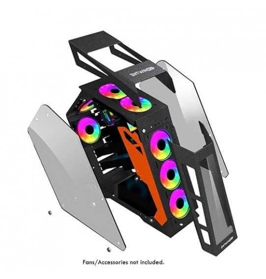 ENTWINO Warrior, Premium Gaming Cabinet, CPU Case Supports 7 RGB Fans, USB 3.0, Tempered Glass Panels, Heavy Duty Metal Frame, Only Case Without RGB Fans & Power Supply