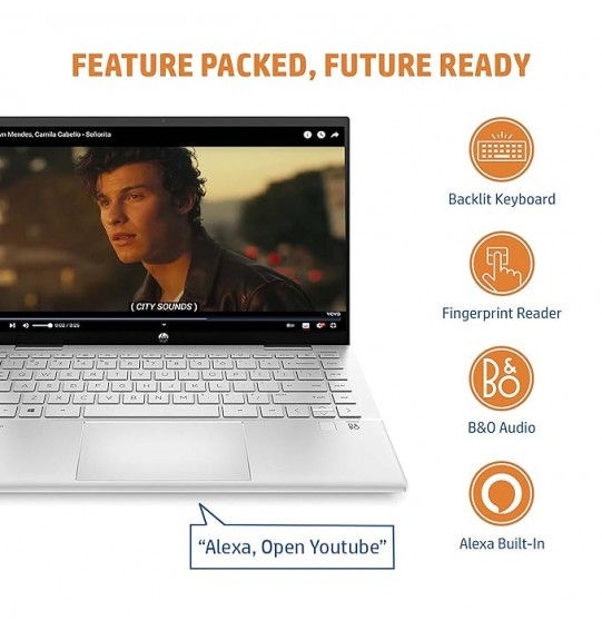 (Refurbished) HP Pavilion x360 Multitouch 2-in-1 Laptop (intel core i7 11th Gen Processor (16GB RAM | 512GB SSD | B&O | Windows 11 | FPR | Backlit KB | Intel Iris Xe Graphics | Pen | Alexa | MS Office | Silver | 1.52Kg) 14 inch(35.6 cm) FHD Display