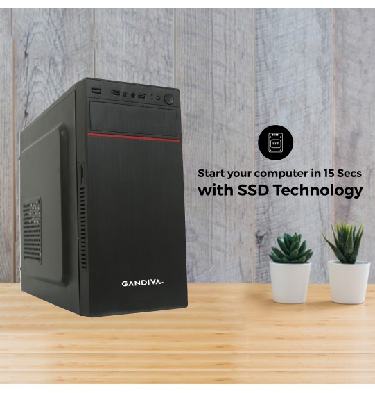 Gandiva® Economical CI32ND Desktop Computer(Core I3 2nd Gen CPU | 4GB DDR3 RAM | 240GB SSD+500GB HDD | DVD | 2GB Graphics)Windows 10&MS Office(Trial Version)& Antivirus(Free Version) 