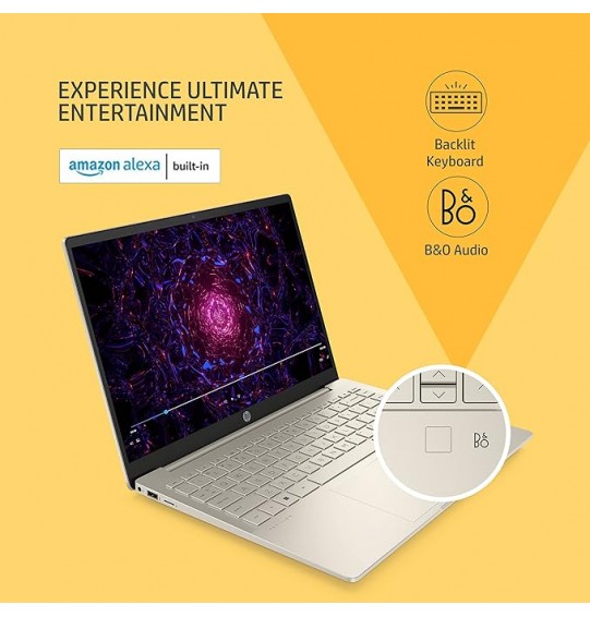 (Refurbished) HP Pavilion Plus (intel core i5 12th Gen Processor | 16GB RAM | 512GB SSD | Intel Iris Xe Graphics | Backlit KB | B&O | FPR | Windows 11 | Alexa Built-in | MSO | Warm Gold) 14 inch(35.6 cm) Display