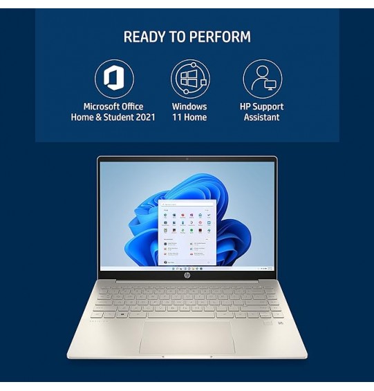 (Refurbished) HP Pavilion Plus (intel core i5 12th Gen Processor | 16GB RAM | 512GB SSD | Intel Iris Xe Graphics | Backlit KB | B&O | FPR | Windows 11 | Alexa Built-in | MSO | Warm Gold) 14 inch(35.6 cm) Display