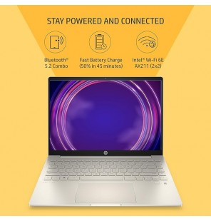 (Refurbished) HP Pavilion Plus (intel core i5 12th Gen Processor | 16GB RAM | 512GB SSD | Intel Iris Xe Graphics | Backlit KB | B&O | FPR | Windows 11 | Alexa Built-in | MSO | Warm Gold) 14 inch(35.6 cm) Display