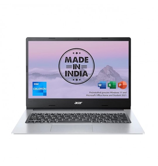 Acer Aspire 3 Made in India Laptop (Intel Celeron Dual-Core Gen Processor N4500 | 4GB RAM | 256GB SSD | Windows 11 Home | MS Office 2021 Home & Student | Silver| 1.45 kg) A314-35 with 14 inch Screen HD Display