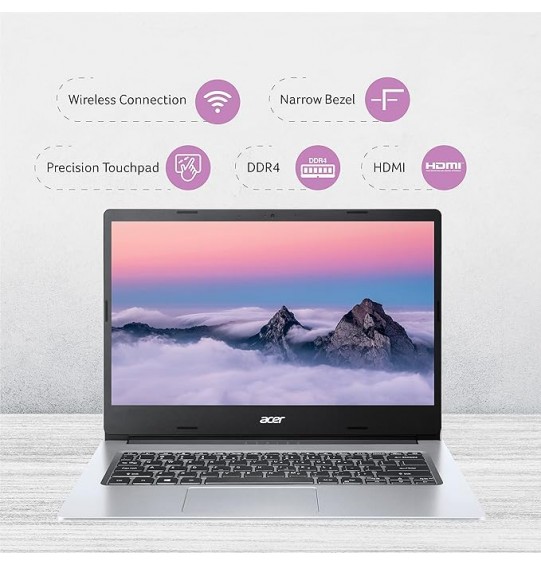 Acer Aspire 3 Made in India Laptop (Intel Celeron Dual-Core Gen Processor N4500 | 4GB RAM | 256GB SSD | Windows 11 Home | MS Office 2021 Home & Student | Silver| 1.45 kg) A314-35 with 14 inch Screen HD Display