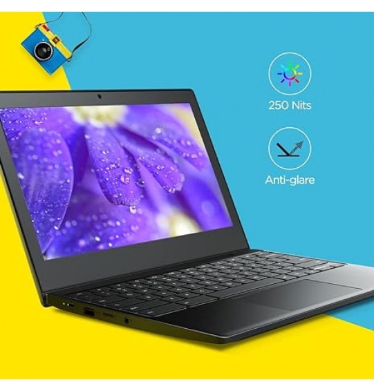 Lenovo IdeaPad Slim 3 Chromebook Intel Celeron N4020 4th Gen  Processor 11.6'' Screen (29.46cm) HD Thin & Light Laptop (4GB RAM | 64GB eMMC | Chrome OS | Upto 10hr Battery | 2W x2 HD Speaker | Onyx Black | 1.12Kg), 82BA001PHA