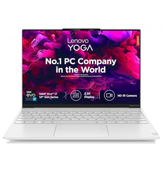 Lenovo Yoga Slim7 Carbon Intel Evo i7 Gen Processor 1260P 13.3"(33.78cm) QHD 400Nit Touch Laptop(16GB RAM | 1TB SSD | Windows 11 | Office 2021 | Backlit KB | IR Cam | 3Yr Warranty | Alexa | 3 Month Game Pass | Moon White | 1kg),82U90080IN