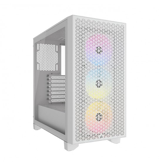 Corsair Alloy Steel 3000D RGB Airflow Mid-Tower Pc Case-White-3X Ar120 RGB Fans-Four-Slot Gpu Support Fits Up to 8X 120Mm Fans-High Airflow Design