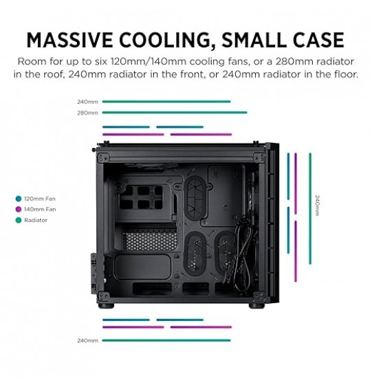 Corsair Crystal 280X Micro-ATX Gaming Case, Tempered Glass - Black