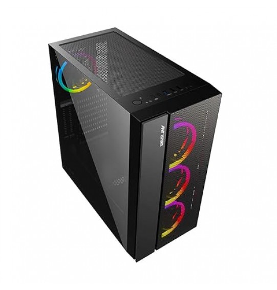 Ant Esports ICE-511MT Mid Tower Mesh Gaming Cabinet Computer Case Supports E-ATX, ATX, Micro-ATX, Mini-ITX Motherboard with Sliding Tempered Glass Side Panel, 4 x 120mm ARGB Front & Rear Fans