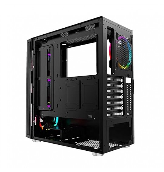 Ant Esports ICE-511MT Mid Tower Mesh Gaming Cabinet Computer Case Supports E-ATX, ATX, Micro-ATX, Mini-ITX Motherboard with Sliding Tempered Glass Side Panel, 4 x 120mm ARGB Front & Rear Fans