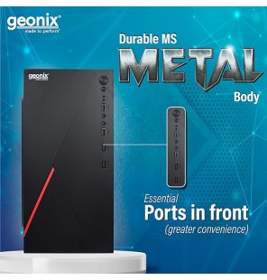 GEONIX Metal Gx-1712 Cabinet/Computer Case with Audio Port, 2 USB 2.0 Port, Micro/Mini ATX Compatible, Ideal for Home, Office, Gaming (Black)