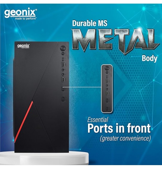 GEONIX Metal Gx-1712 Cabinet/Computer Case with Audio Port, 2 USB 2.0 Port, Micro/Mini ATX Compatible, Ideal for Home, Office, Gaming (Black)