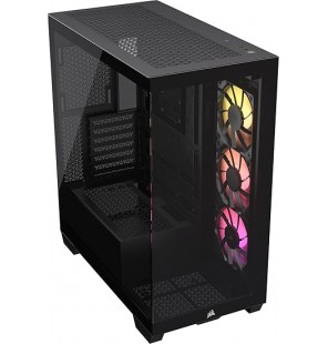 CORSAIR 3500X ARGB Mid-Tower ATX Dual Chamber PC Case – Panoramic Tempered Glass – Reverse Connection Motherboard Compatible – 3X CORSAIR RS120 ARGB Fans Included – Black