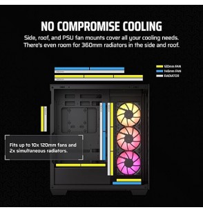 CORSAIR 3500X ARGB Mid-Tower ATX Dual Chamber PC Case – Panoramic Tempered Glass – Reverse Connection Motherboard Compatible – 3X CORSAIR RS120 ARGB Fans Included – Black